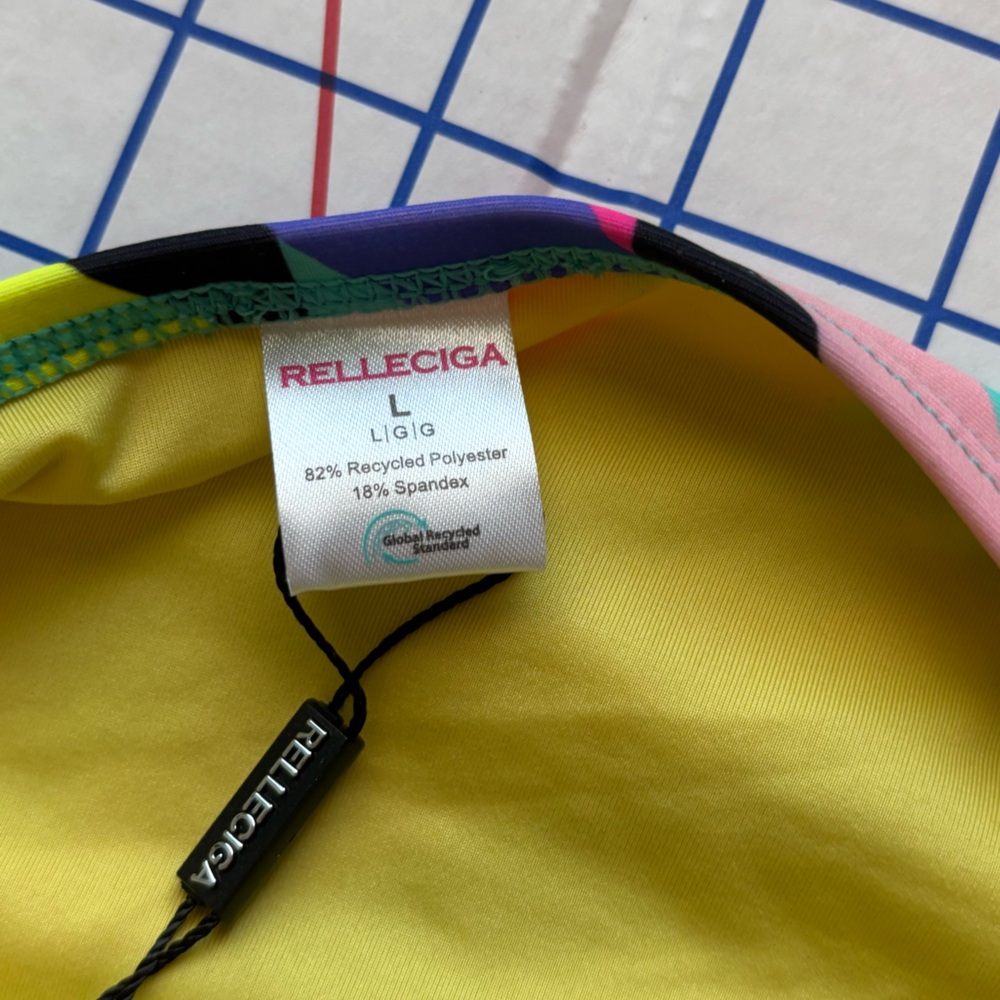 NWT RELLECIGA Bandeau One-Piece Swimsuit Neon Stripes Size L - Picture 10 of 12